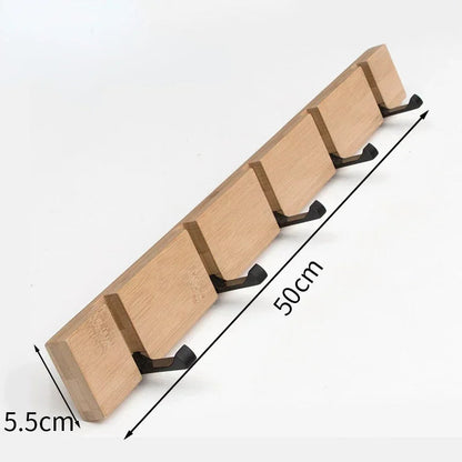 Space-Saving Wooden Coat Rack with Hooks