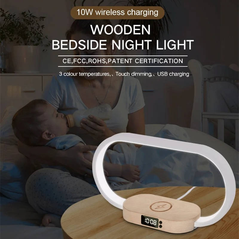 Smart Clock with Wireless Charger and LED Nightlight