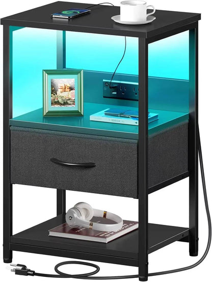 Bedside Table with USB Charger - Pexav