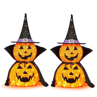 2 Pack 3ft Outdoor Solar Pumpkin Decor Lights
