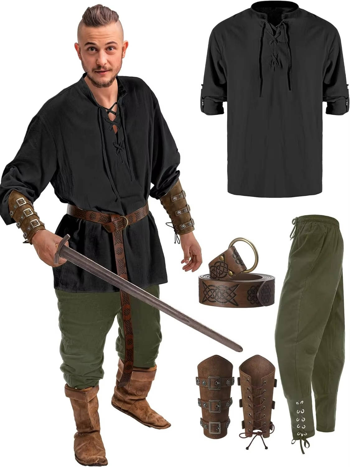 Men's Medieval Knight Halloween Costume Set