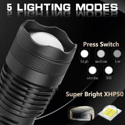 Bright Rechargeable LED Torch - 90,000 Lumens Portable Light