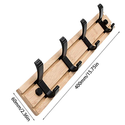 Space-Saving Wooden Coat Hook Rack with Sliding Bars