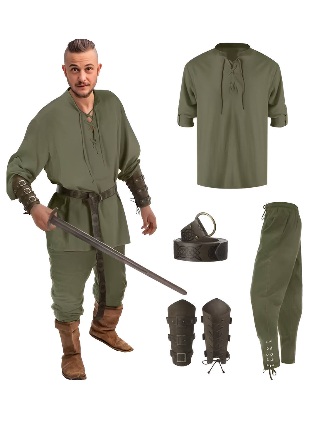 Men's Medieval Knight Halloween Costume Set