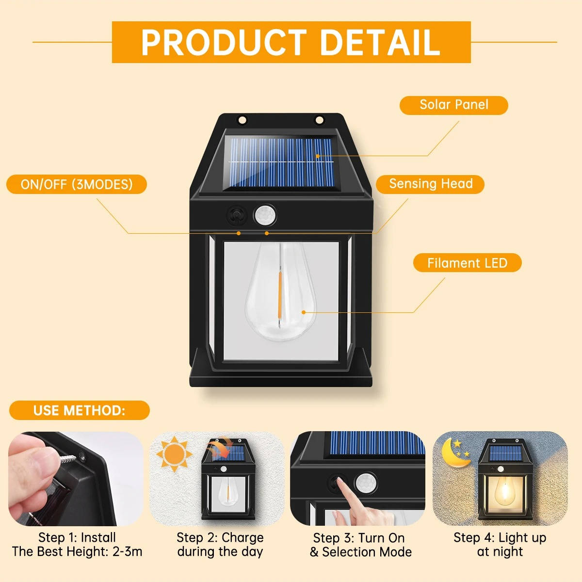 2 Pack Waterproof Outdoor Solar Lamp