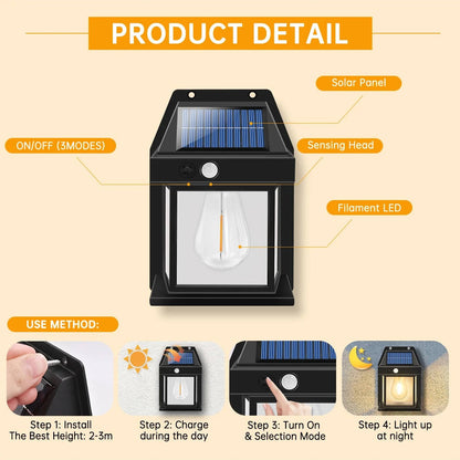 2 Pack Waterproof Outdoor Solar Lamp