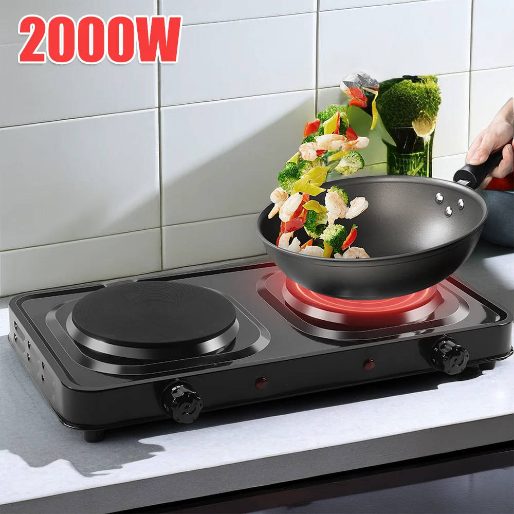 Compact Double Burner Electric Cooktop Stove