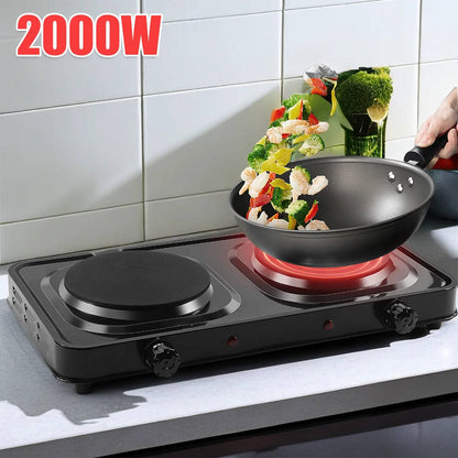 Compact Double Burner Electric Cooktop Stove