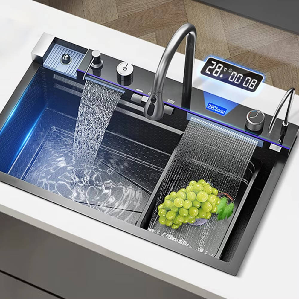 Modern Stainless Steel Kitchen Sink with Faucet - Pexav