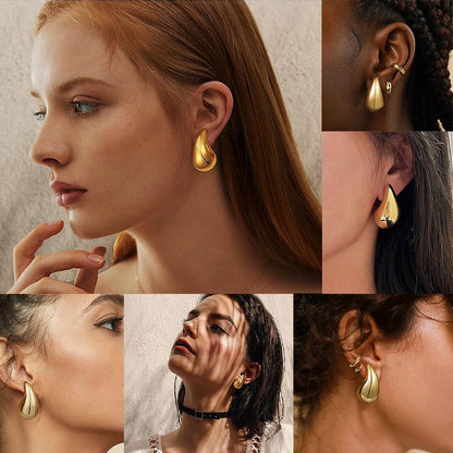 Droplet-shaped Earrings - GlimmerDrops-Gold-0.91 in-Nora Luxe