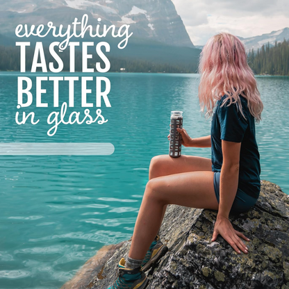 Durable Glass Water Bottle with One-Touch Flip Lid-Blue-Nora Luxe