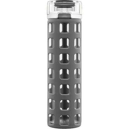 Durable Glass Water Bottle with One-Touch Flip Lid-Grey-Nora Luxe