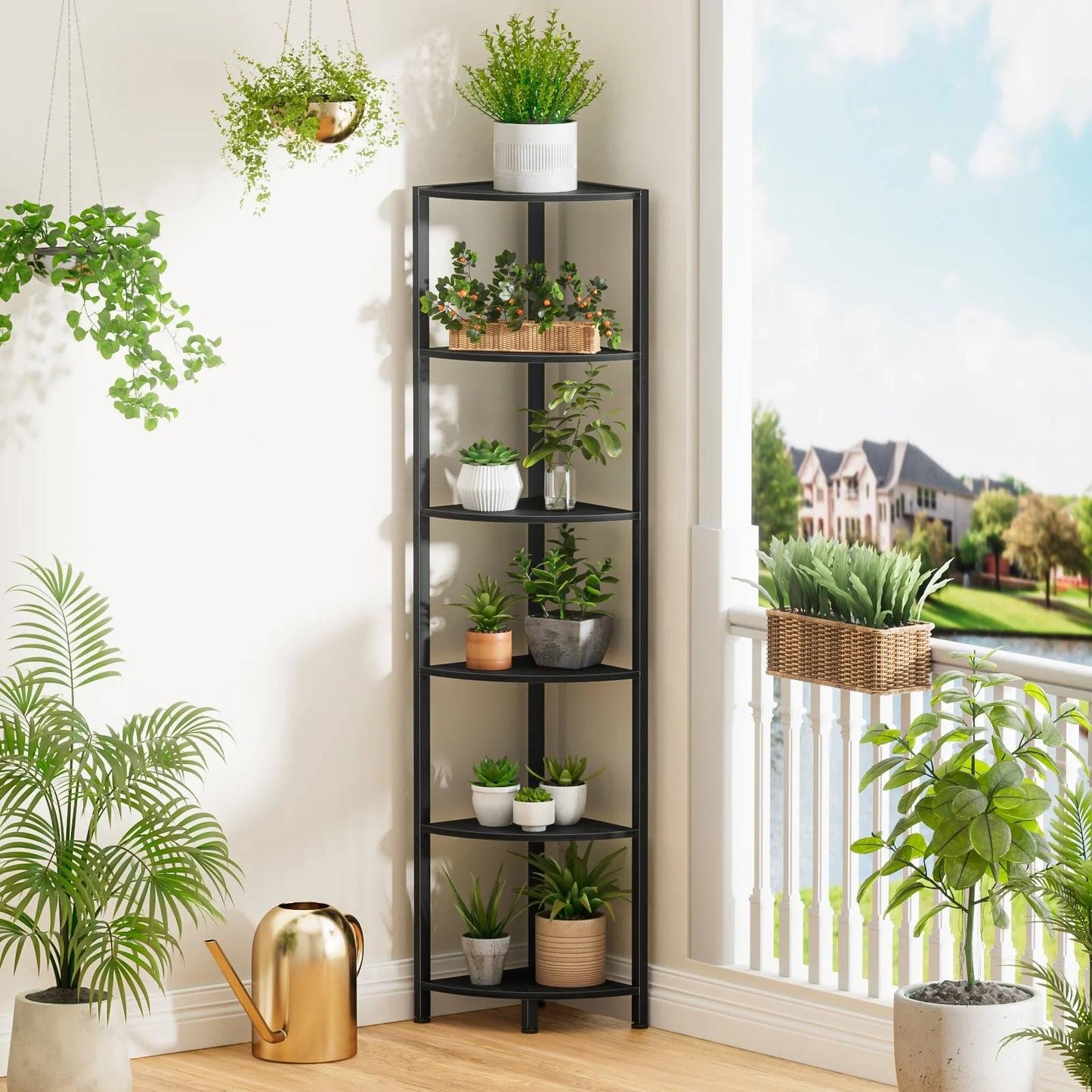 Space Saving 6 Shelf Corner Bookcase - Pexav