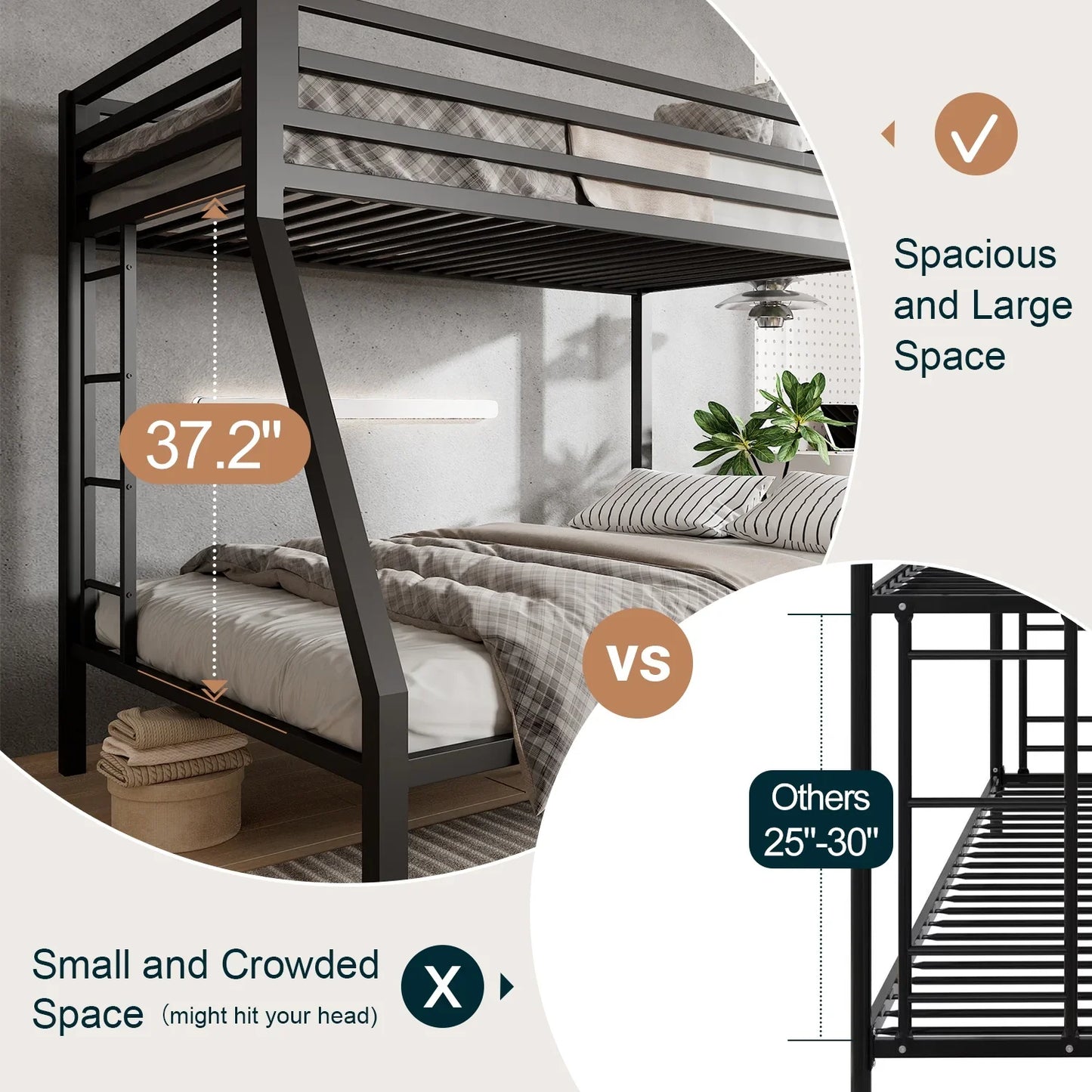 Space Saving Metal Twin Bunk Bed Frame