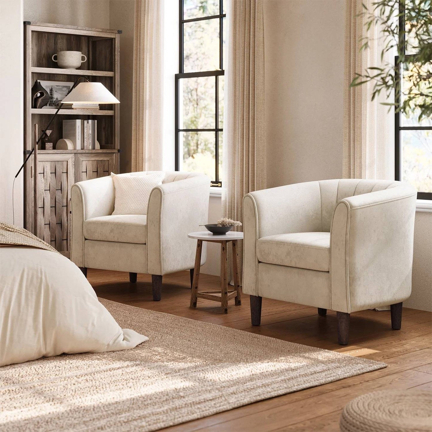Comfortable Armchair with Storage Stool