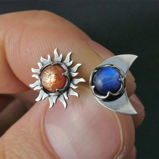 Bright Sun Moon Drop Earrings - Pexav