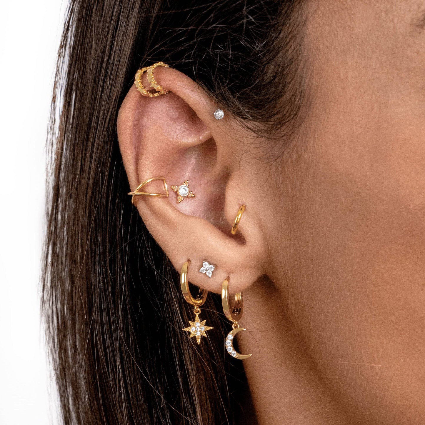 Earrings with Moon and Star - Cosmica-Gold-Nora Luxe
