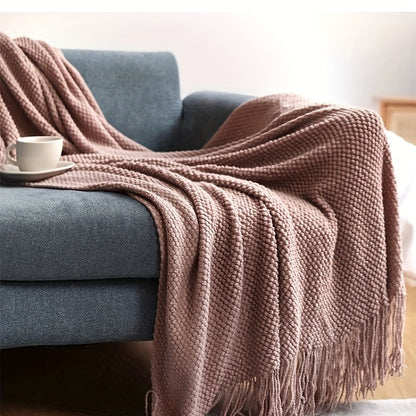 Soft Cozy Throw Blanket with Tassels