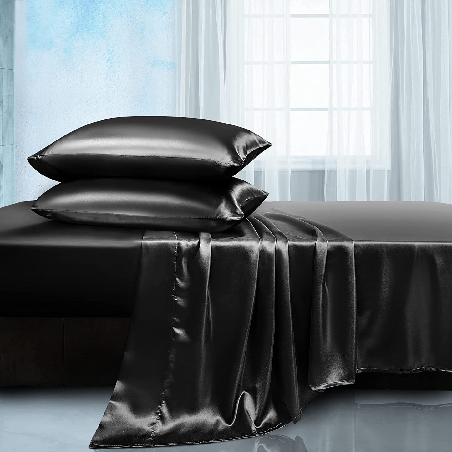 Soft Breathable Satin Bed Sheet Set - Pexav