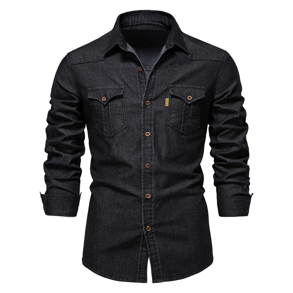 Stretchy Casual Blue Jeans Shirt - Pexav