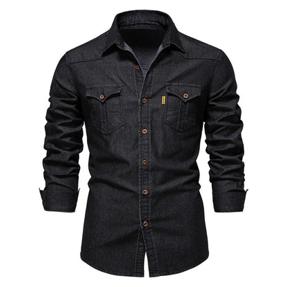 Stretchy Casual Blue Jeans Shirt - Pexav