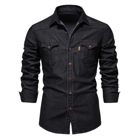 Stretchy Casual Blue Jeans Shirt - Pexav