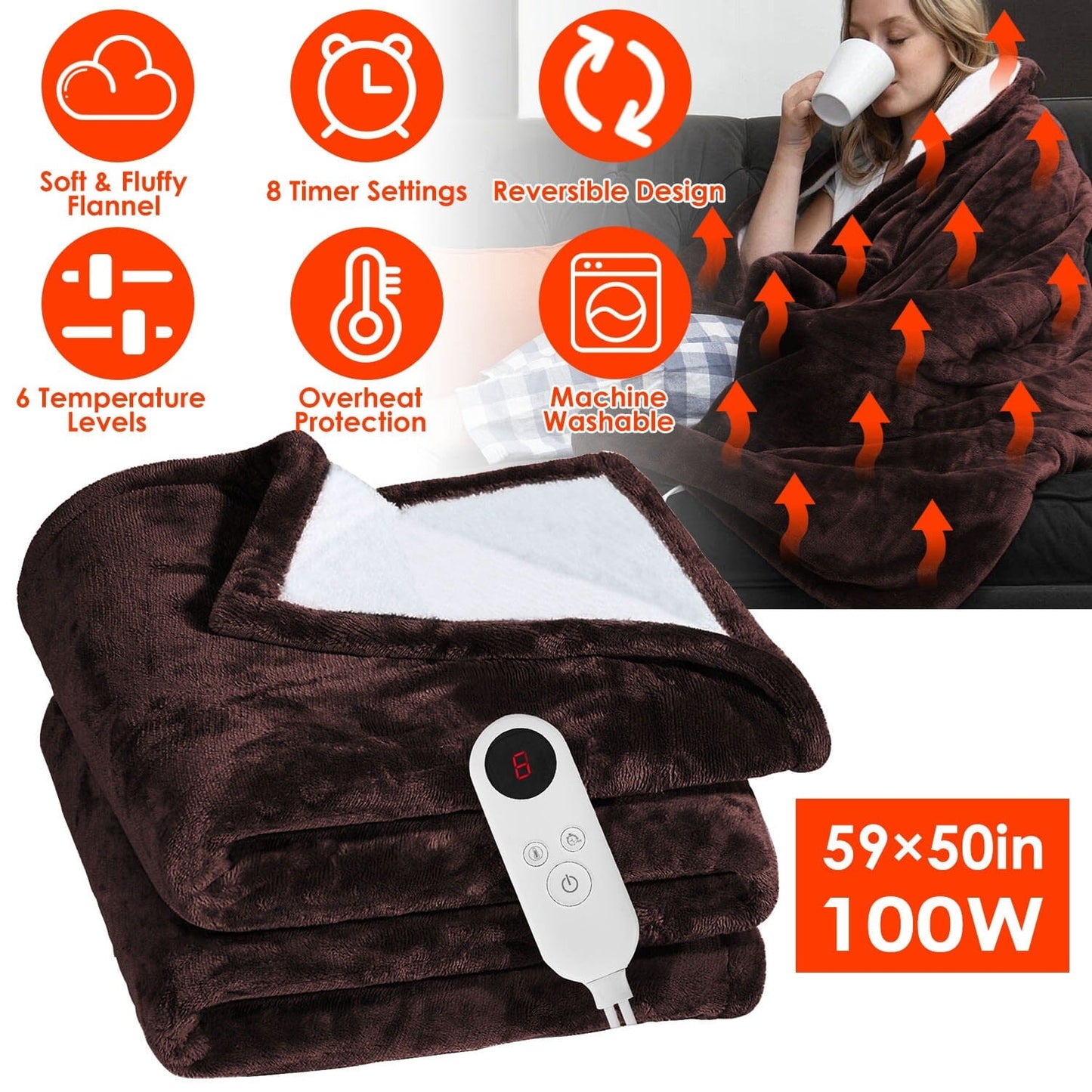 Electric Heated Fleece Blanket - CozyHeat-Nora Luxe