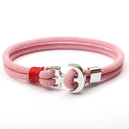 Elegant Anchor Bracelet | Nautical Charm | Adjustable Fit-Fish Hook - Pink-Nora Luxe