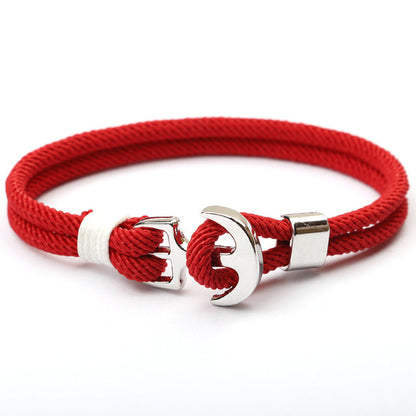 Elegant Anchor Bracelet | Nautical Charm | Adjustable Fit-Fish Hook - Red-Nora Luxe