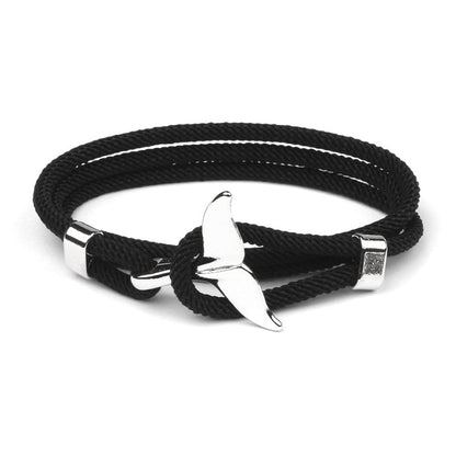 Elegant Anchor Bracelet | Nautical Charm | Adjustable Fit-Fishtail - Black-Nora Luxe