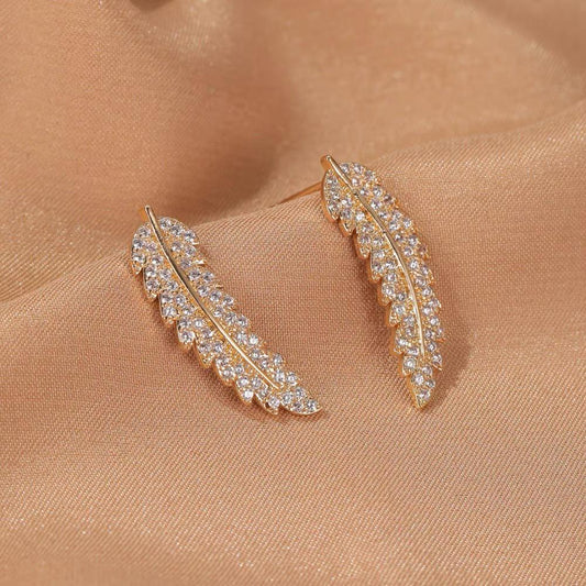 Beautiful Silver Feather Drop Earrings - Pexav