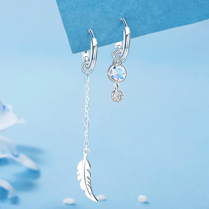 Chic Drop Feather Earrings | Silver Gemstone Jewellery - Pexav