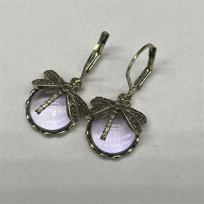 Elegant Dragonfly Moonstone Drop Earrings-LIGHT PINK-Nora Luxe