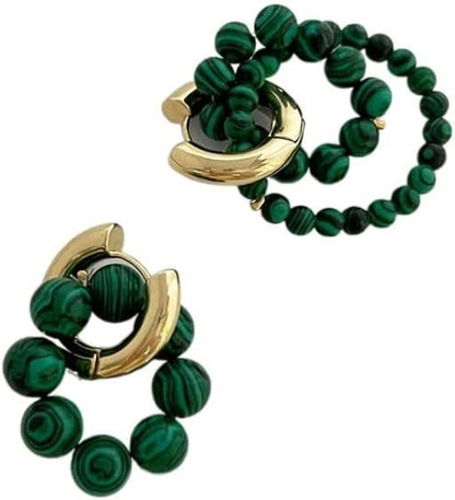 Elegant Green Pearl Stud Earrings-MULTI-LAYER BEADS-Nora Luxe