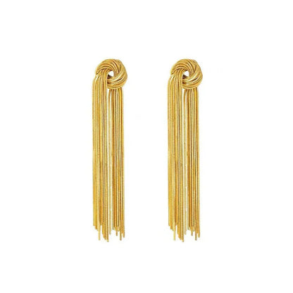 Elegant Knot Long Tassel Earrings-GOLD-Nora Luxe