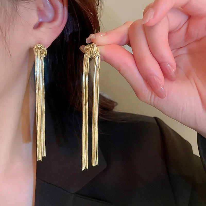 Chic Drop Tassel Dangle Earrings - Pexav