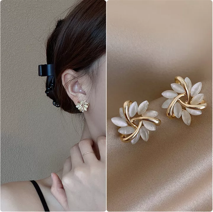 Elegant Opal Flower Petal Earrings | Sophisticated and Stylish-Nora Luxe