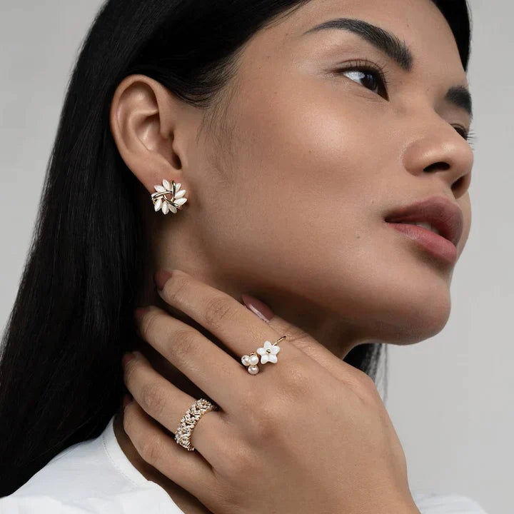 Elegant Opal Flower Petal Earrings | Sophisticated and Stylish-Nora Luxe