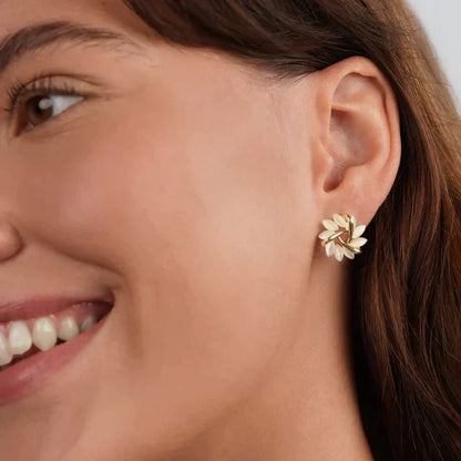 Elegant Opal Petal Stud Earrings | Women's Jewellery-Nora Luxe