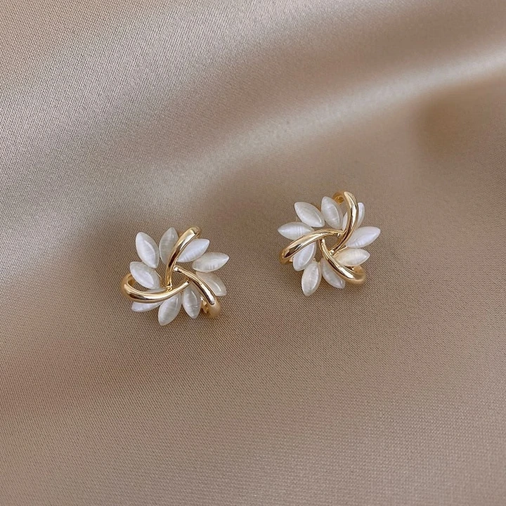 Elegant Opal Petal Stud Earrings | Women's Jewellery-Nora Luxe