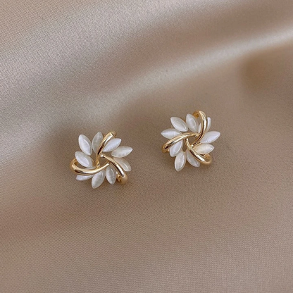 Elegant Opal Petal Stud Earrings | Women's Jewellery-Nora Luxe