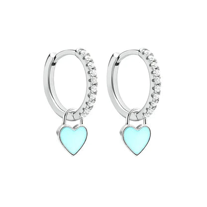 Elegant Silver Hoop Earrings - Women's Fashion Jewellery-Silver Blue-Nora Luxe