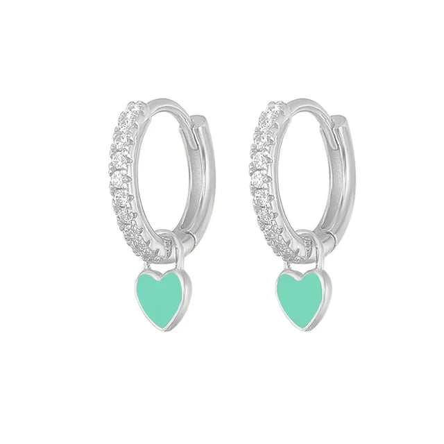 Elegant Silver Hoop Earrings - Women's Fashion Jewellery-Silver Light Green-Nora Luxe