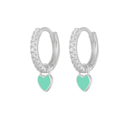 Elegant Silver Hoop Earrings - Women's Fashion Jewellery-Silver Light Green-Nora Luxe