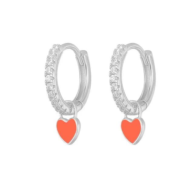 Elegant Silver Hoop Earrings - Women's Fashion Jewellery-Silver Orange-Nora Luxe