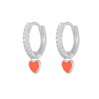 Elegant Silver Hoop Earrings - Women's Fashion Jewellery-Silver Orange-Nora Luxe