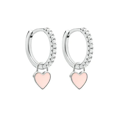Elegant Silver Hoop Earrings - Women's Fashion Jewellery-Silver Pink-Nora Luxe