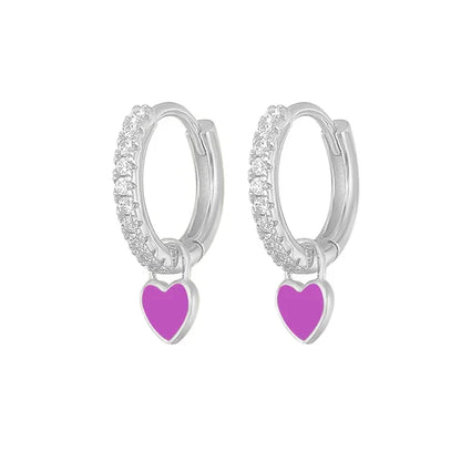 Elegant Silver Hoop Earrings - Women's Fashion Jewellery-Silver Violet-Nora Luxe