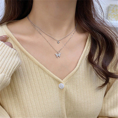 Elegant Silver Necklace Set with Shimmering Butterfly | Sophisticated Jewellery-Nora Luxe
