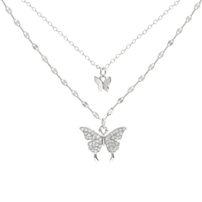 Elegant Silver Necklace Set with Shimmering Butterfly | Sophisticated Jewellery-Nora Luxe